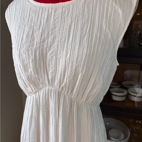 Nine West White Sleeveless Midi Dress | Textured Summer Sundress | Size M - Picture 2 of 7